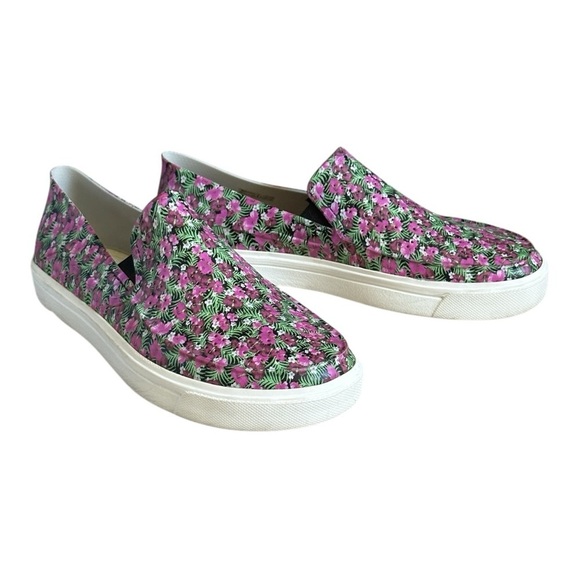 Crocs Slip On Sneakers 10 Pink & Green Floral Print Citaline Roka Comfort Shoes - Picture 7 of 11